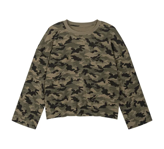 Camo raw edge tee