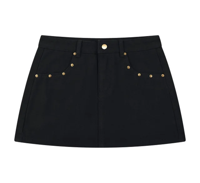 Studded denim mini skirt