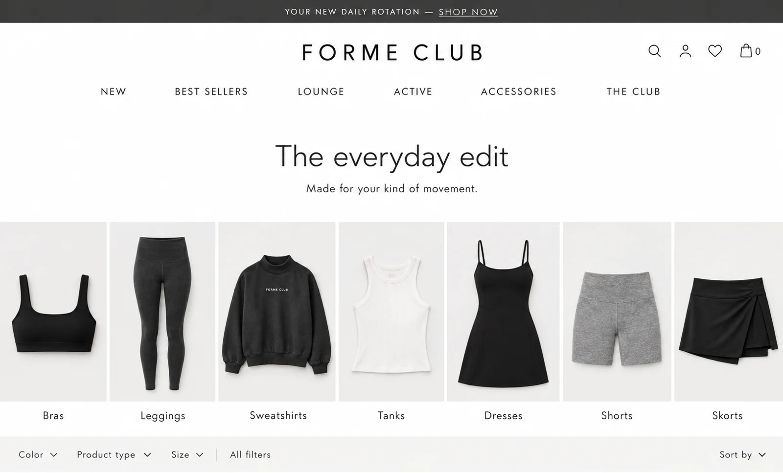 A Forme Club activewear shop made with Soshi