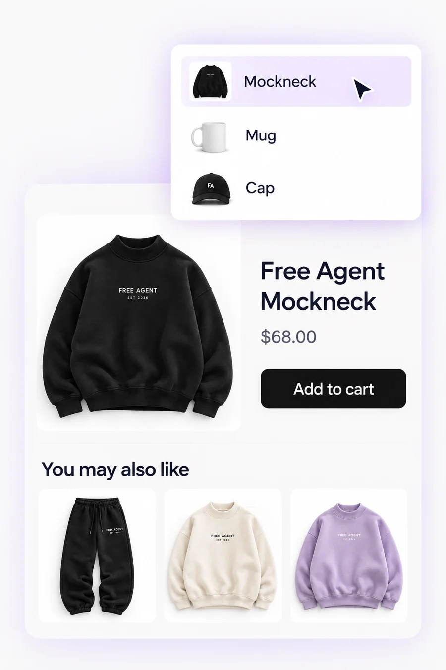 Picking a mockneck, mug or cap for a Free Agent design