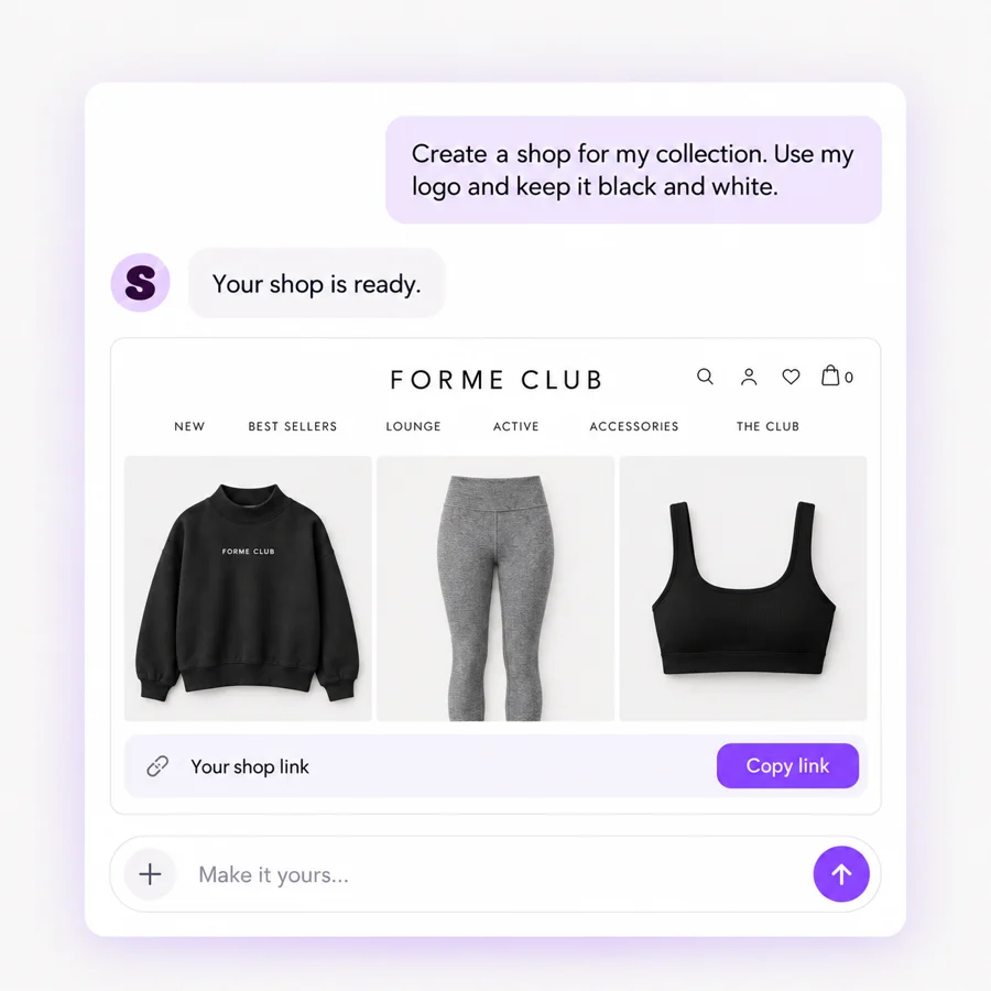 Asking Soshi to create a Forme Club shop